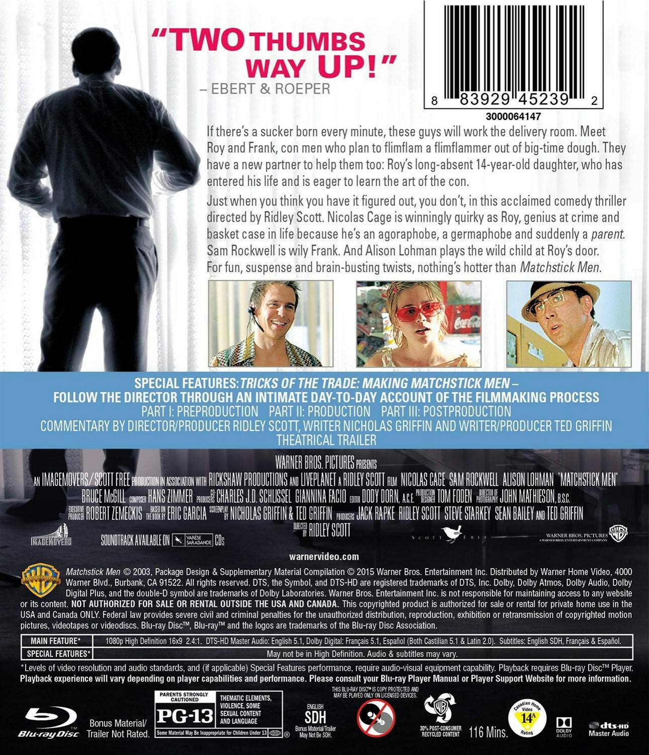 Back. Matchstick Men [Blu-ray].