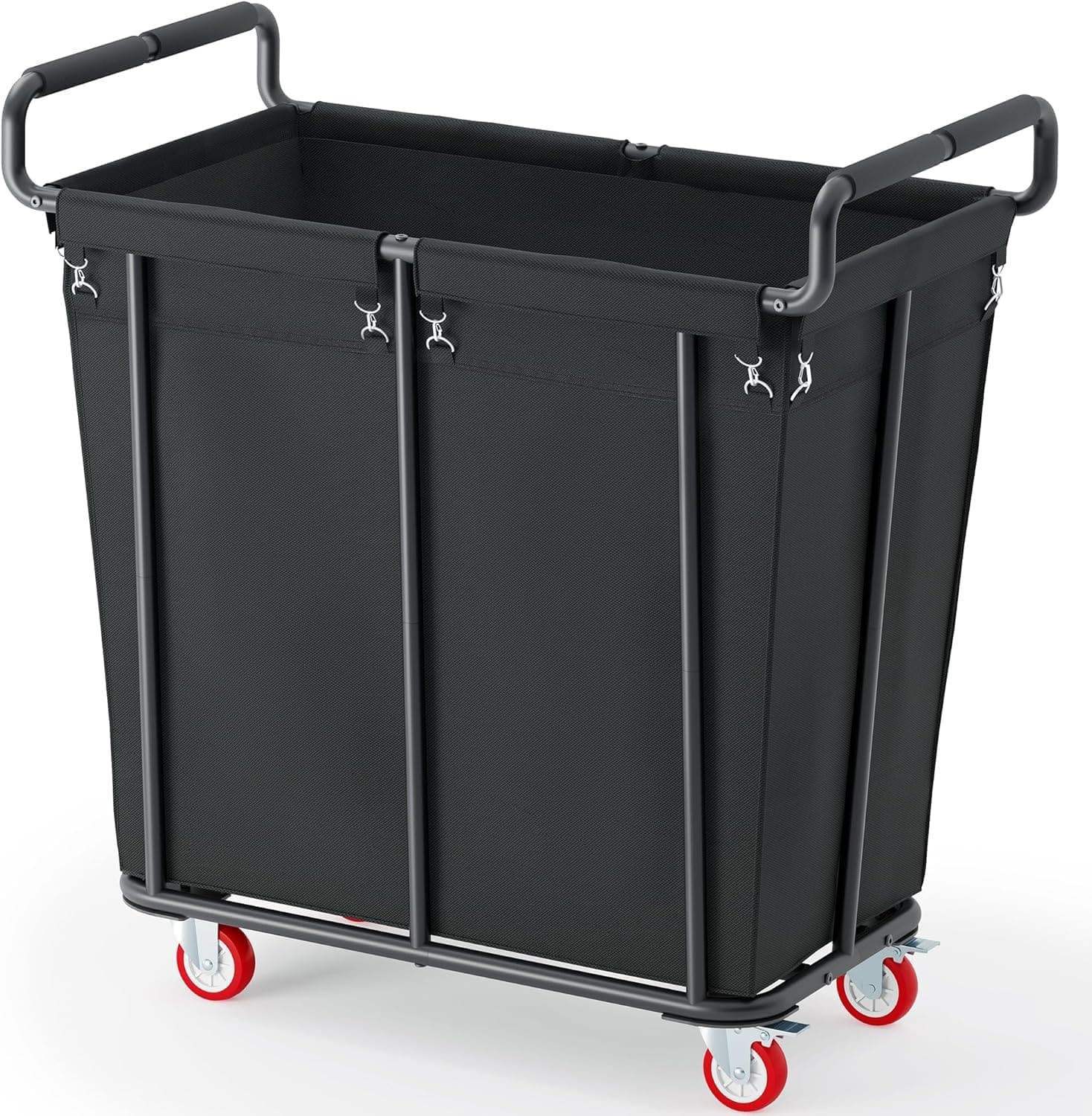JETRANSPORT - Large Laundry Hamper With Wheels 360l Rolling Big Basket For Clothes Storage Heavy Duty Extra Cart - Black 1-Section