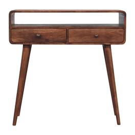 Artisan Furniture - Solid Wood Curved Honey Caramel Console Table, 2 Drawer - Brown