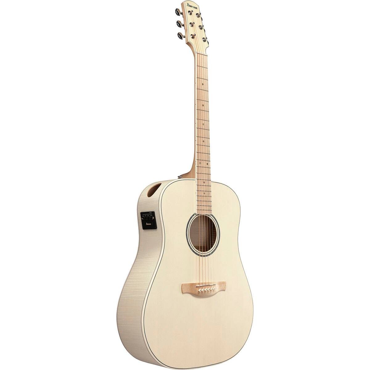 Alt View 2. Ibanez - Ibanez Advanced Acoustic Series AAD77M1E Acoustic Electric Guitar, Open Pore Antique White.