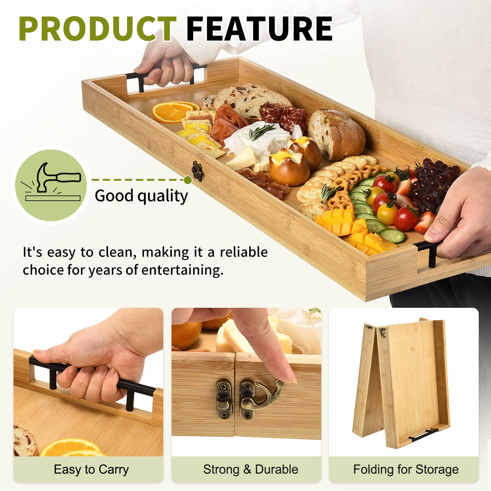 PRODUCT FEATURE

- Good quality
- It's easy to clean, making it a reliable choice for years of entertaining.
- Easy to Carry
- Strong & Durable
- Folding for Storage