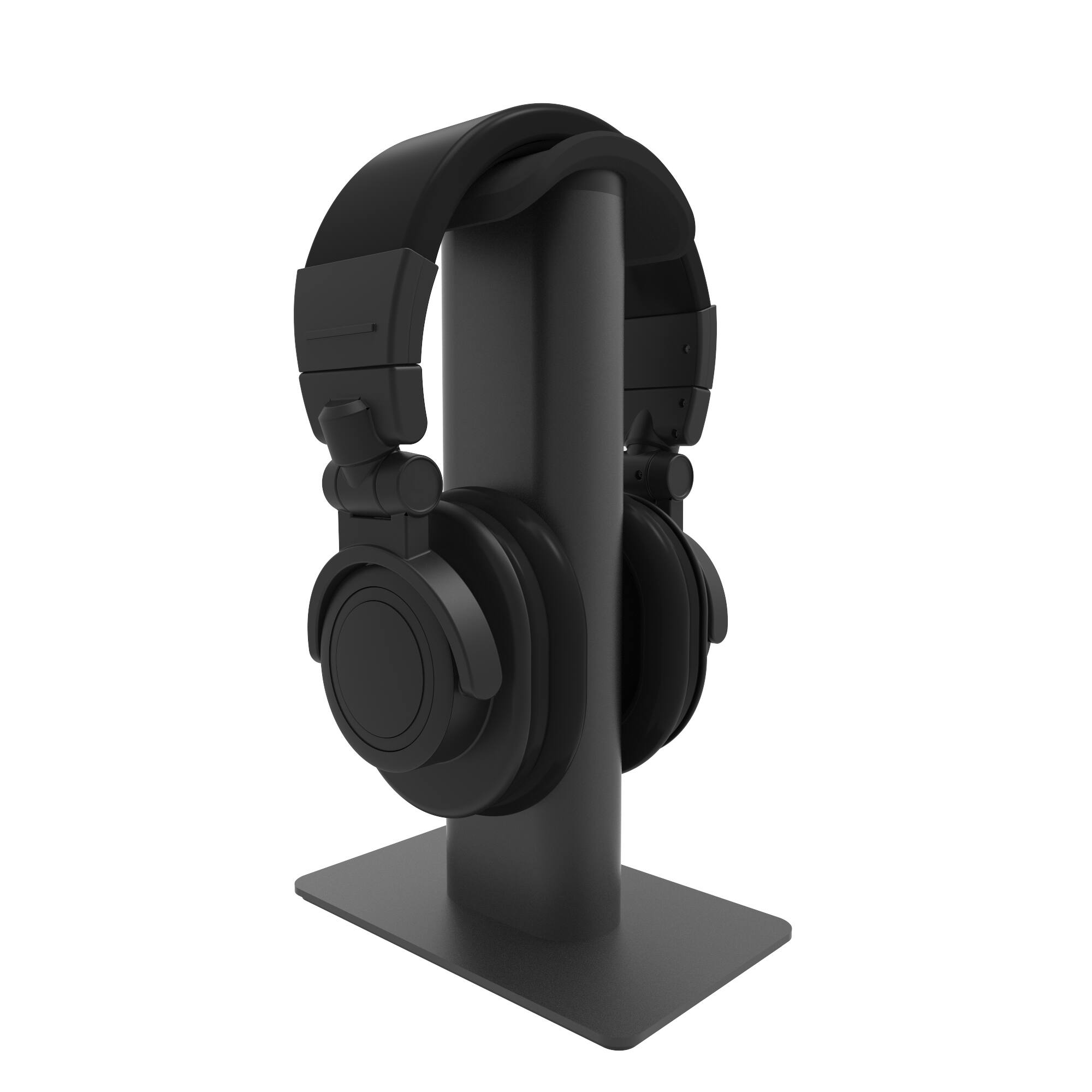 Angle. Kanto - Premium Universal Headphone Stand with Curved Silicone Cradle - Black.