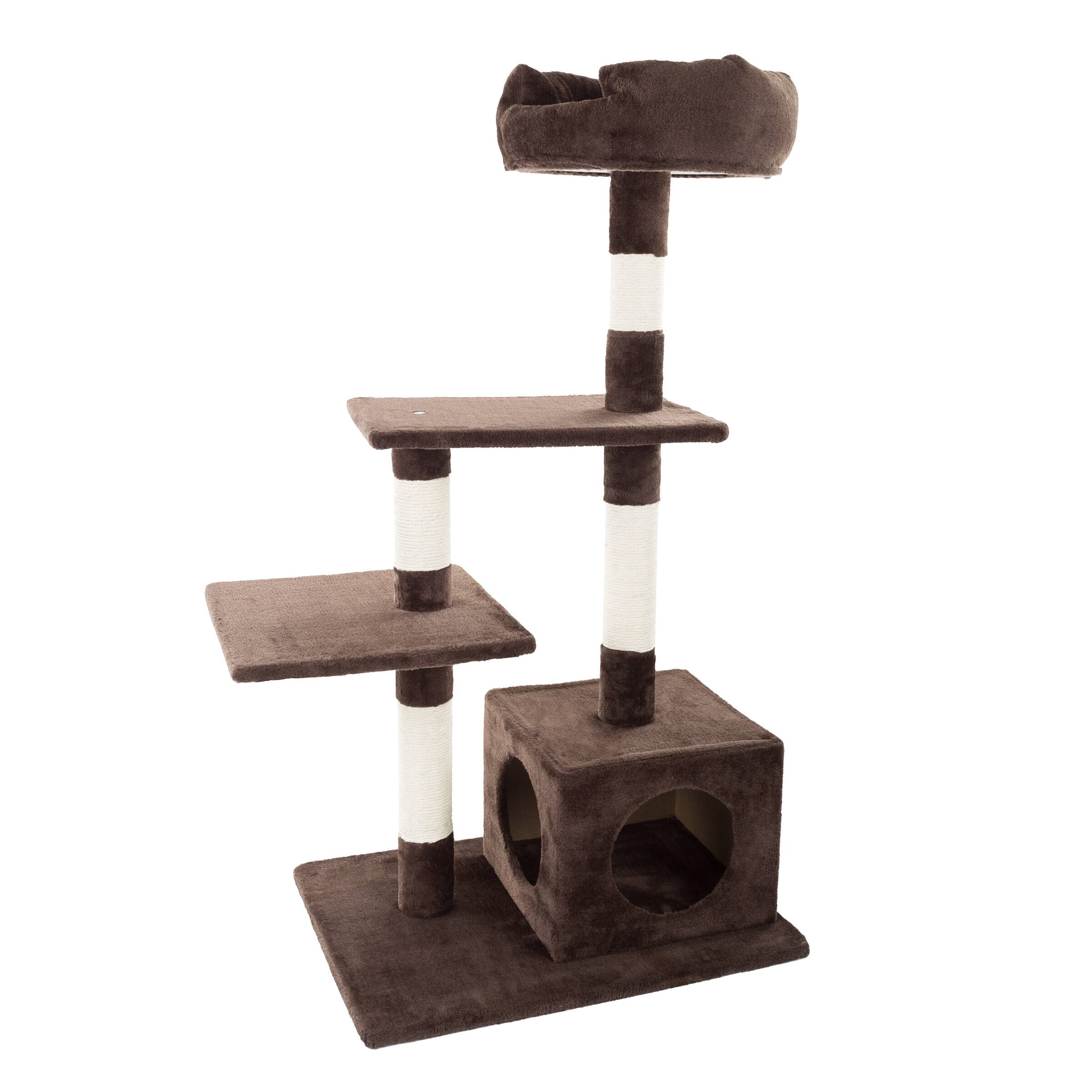 Alt View 2. PetMaker - 4-Tier Cat Tower 3 Napping Perches, Kitty Condo, 4 Sisal Rope Scratching Posts Tree for Cats or Multiple Cat Homes - Brown.