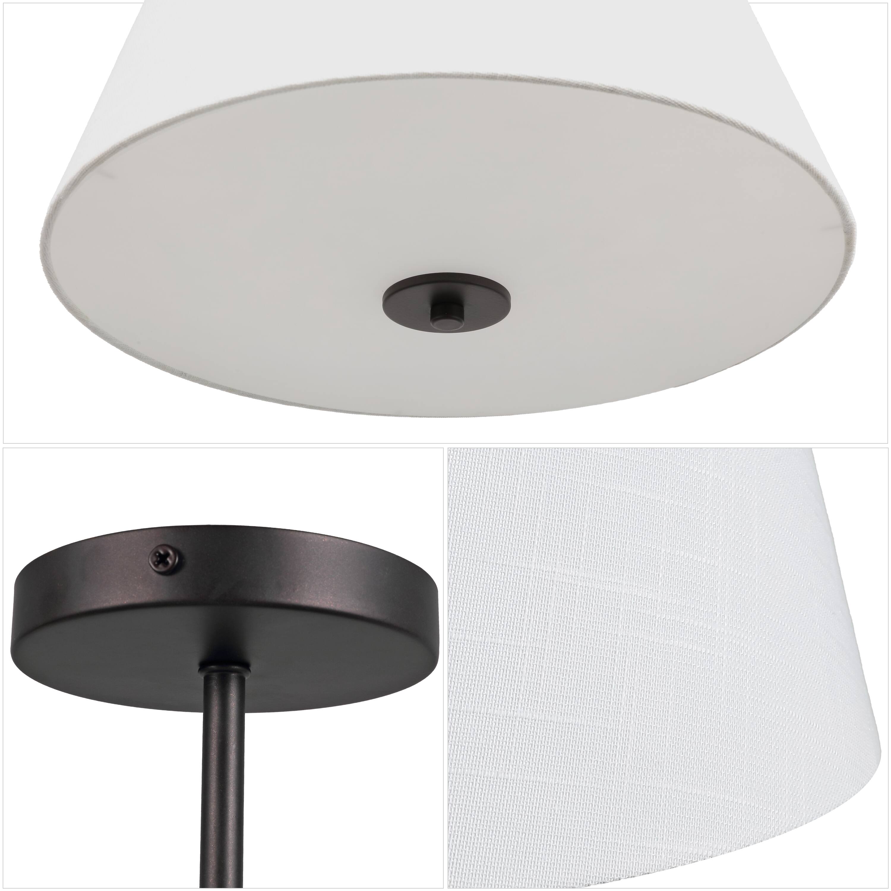 Alt View 4. Jonathan Y - Isabella 15" 3-Light Modern Contemporary Metal Tapered Drum LED Semi Flush Mount, Oil Rubbed Bronze - Oil Rubbed Bronze.