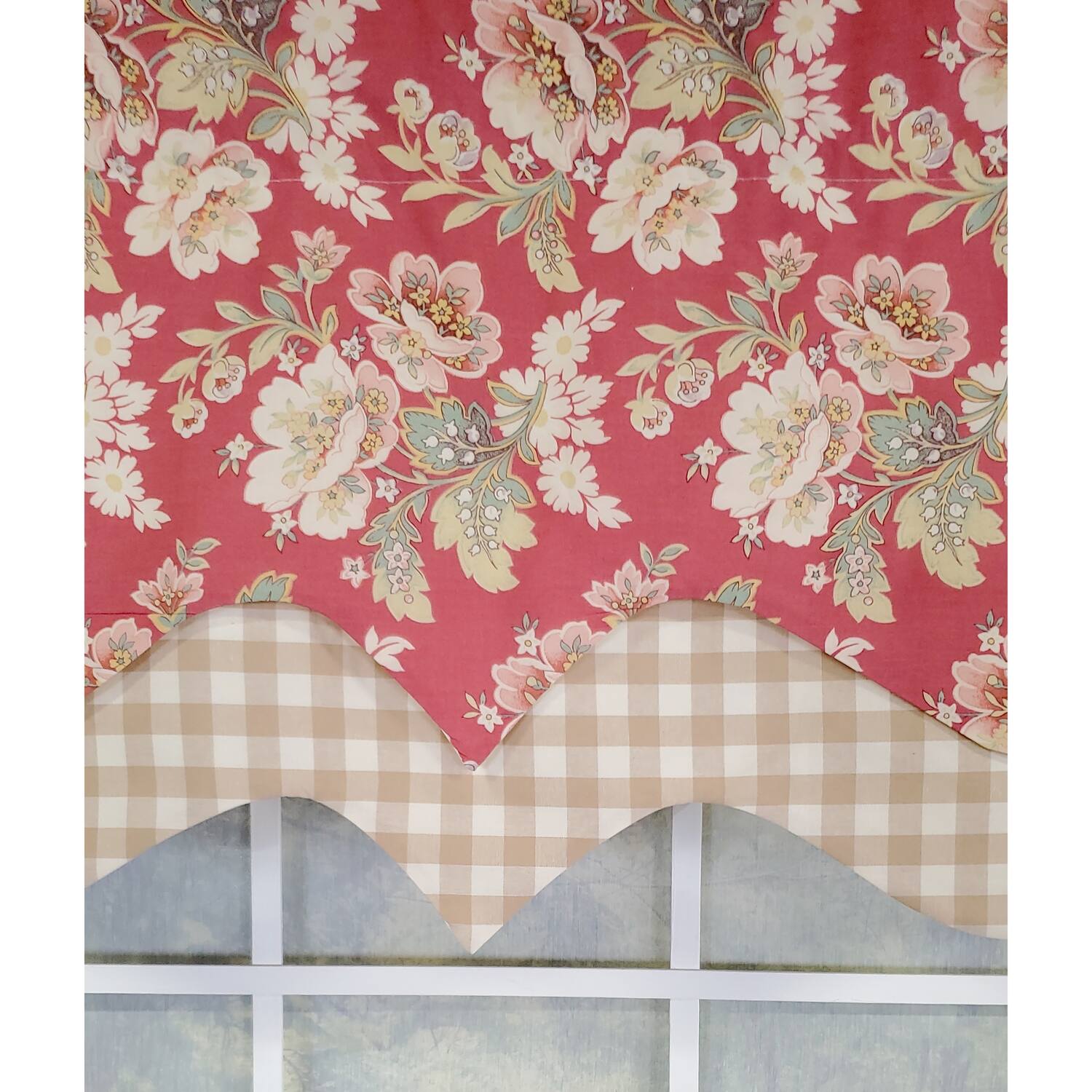 Left. RLF Home - RLF Home 3" Rod Pocket High Quality Fabric Basili D-Regal Valance for Windows 50" x 17" Red - Red.