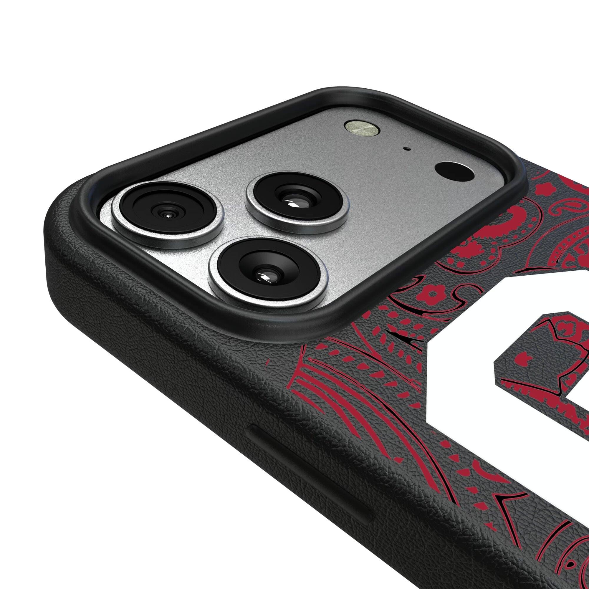 Alt View 2. Keyscaper - Oklahoma Sooners Paisley iPhone Magnetic Bump Case - 16 Pro Max - Black.