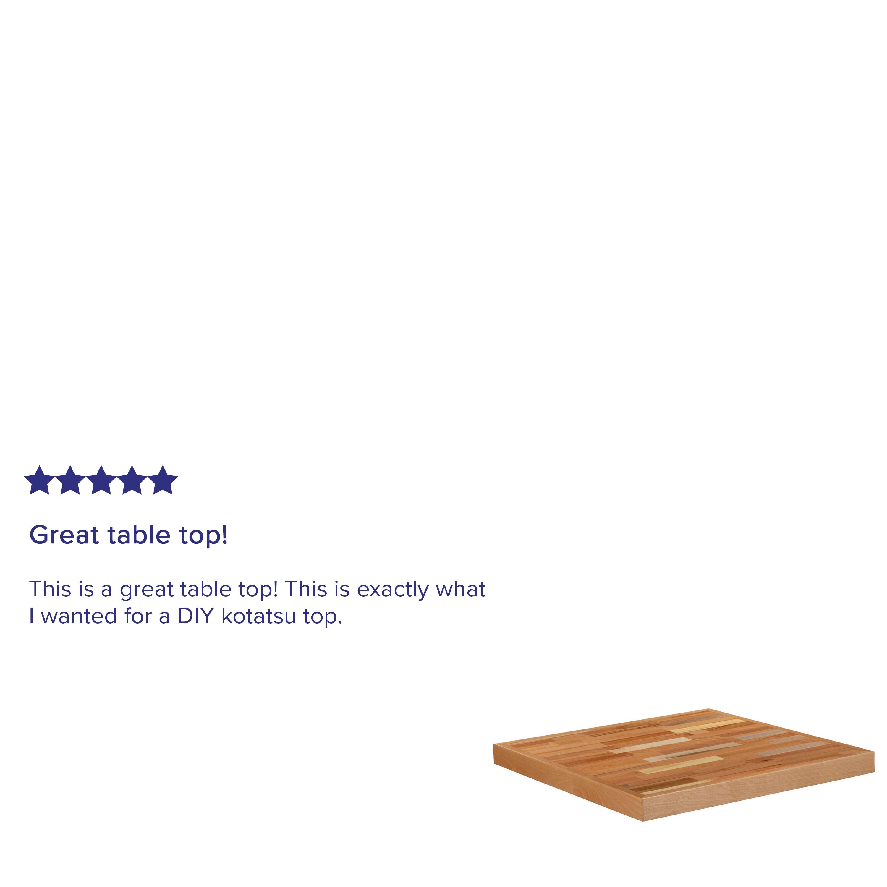 Great table top!  
This is a great table top! This is exactly what I wanted for a DIY kotatsu top.