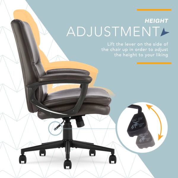 HEIGHT ADJUSTMENT  
Lift the lever on the side of the chair up in order to adjust the height to your liking