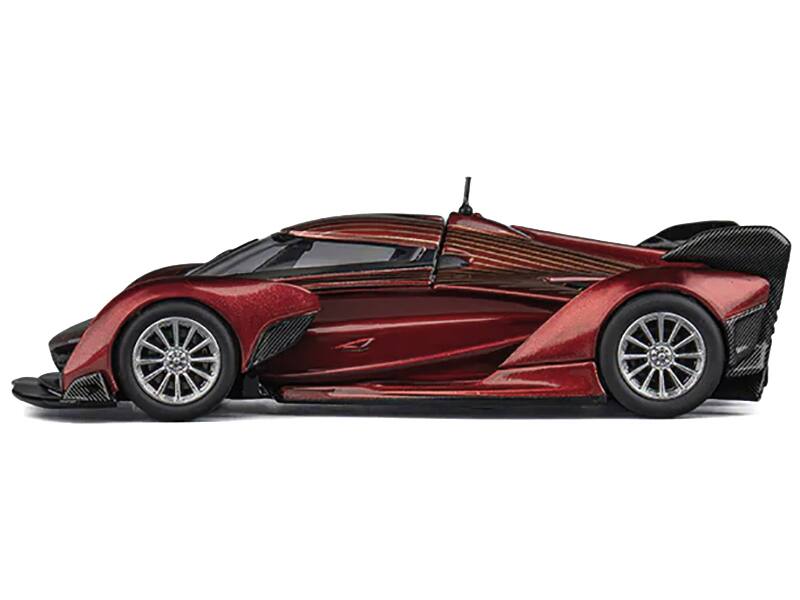Left. CM Models - McLaren Solus GT Wine Red Metallic with Gold Stripes 1/64 Diecast Model Car by CM Model - Red Metallic.