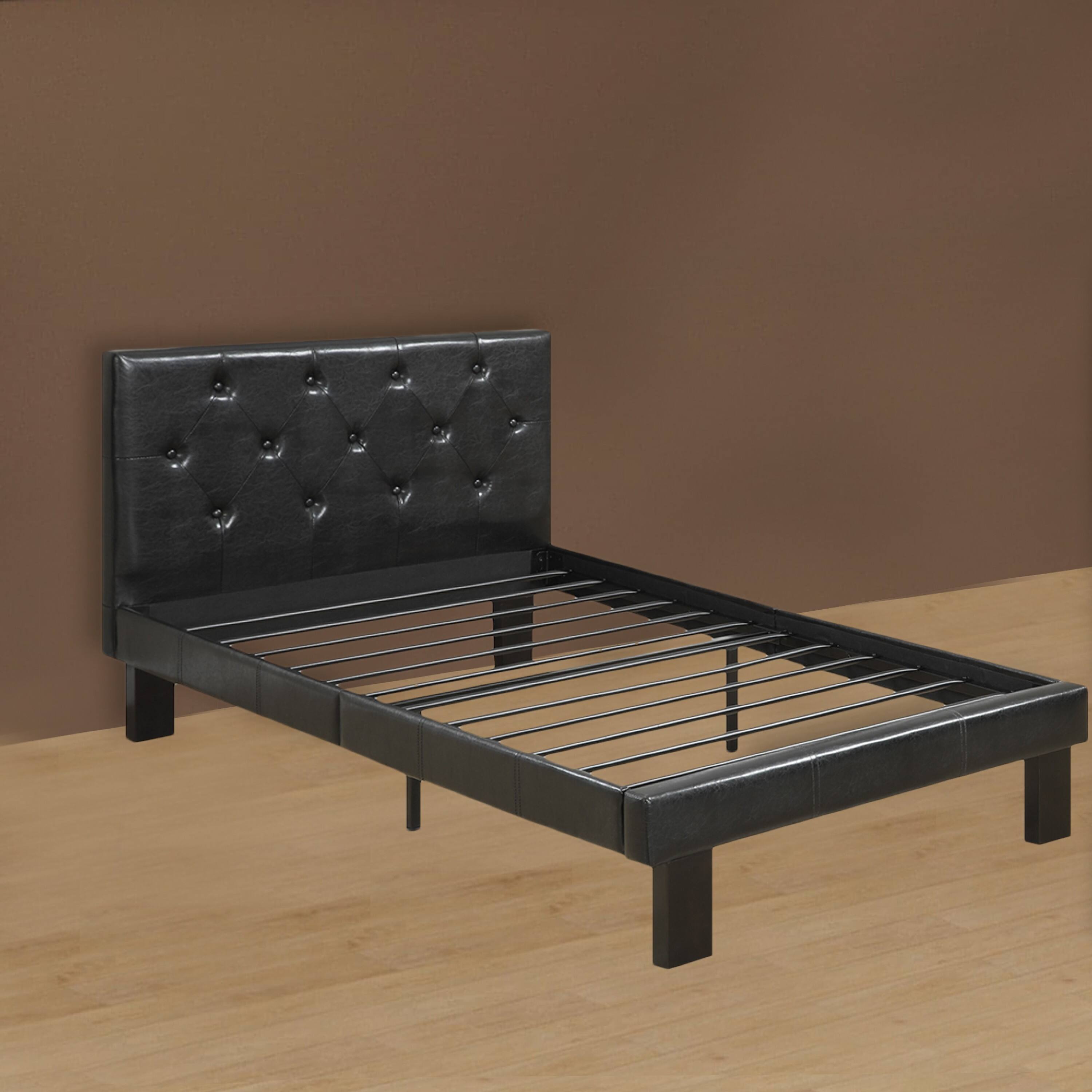 Alt View 5. Manhattan Lane - Faux Leather Upholstered Twin size Bed With tufted Headboard - Black.