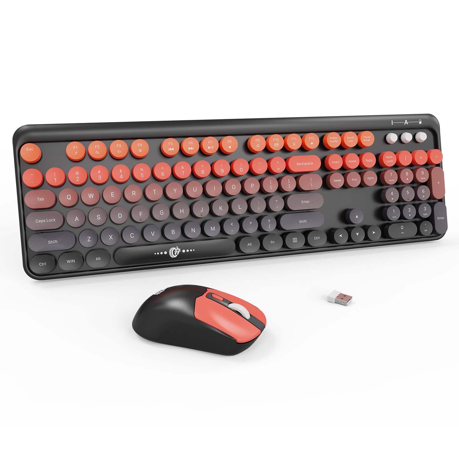 METALTON - And Mouse Combo Full sized Cute Colorful Retro With Round Typewriter For Laptop windows pc - V2050 Orange Gradient
