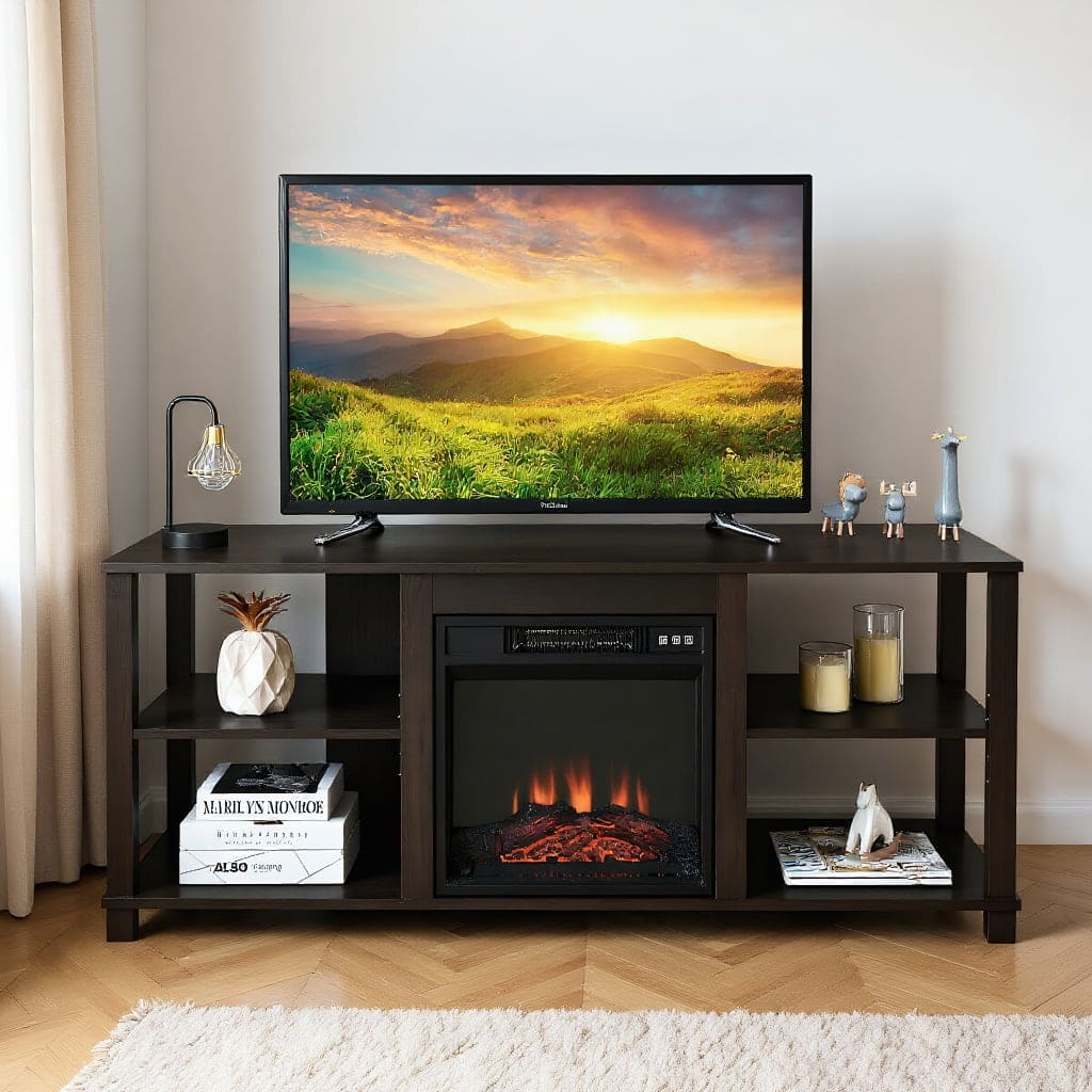 Kadyn - Entertainment Centers,TV Stands,2-Tier TV Storage Cabinet Console with Adjustable Shelves - Black