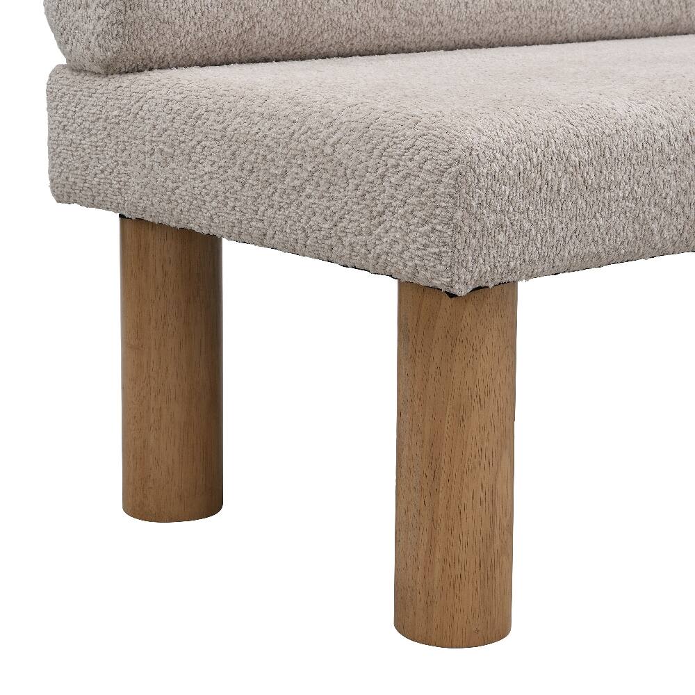Alt View 7. Ropilly - Ropilly Light Grey Upholstered Dining Bench with Backrest, Space-Saving Entryway and End of Bed Bench, Rubber Wood Legs - Light Grey.
