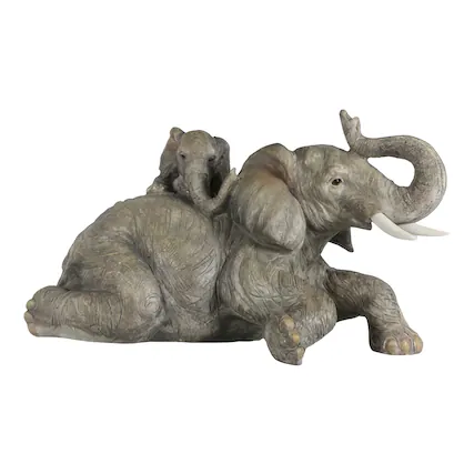 Front. FC Design - FC Design 8.50"W Elephant with Cub Figurine Statue Office Desk Tabletop Home Decor Gift - Multi-Color.