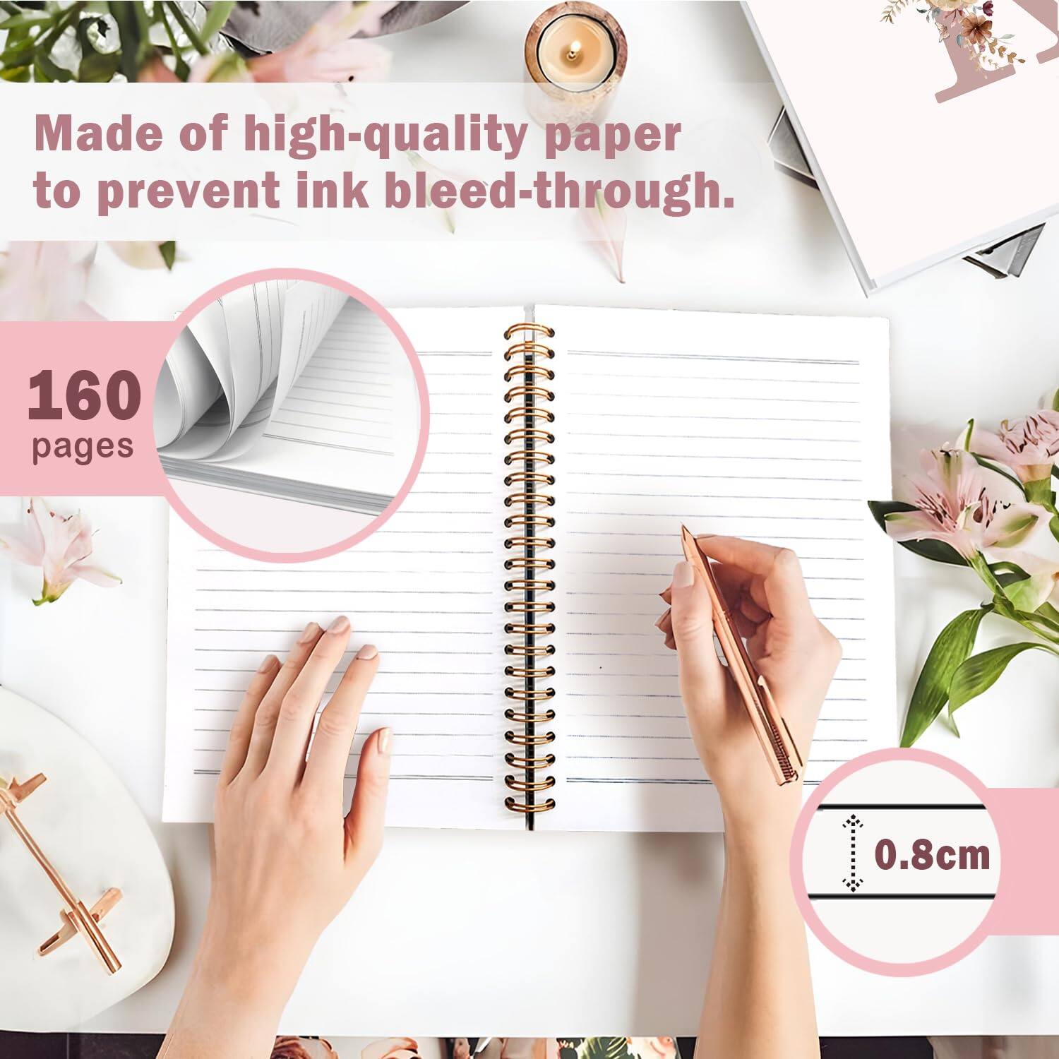 Made of high-quality paper to prevent ink bleed-through.

160 pages

0.8cm