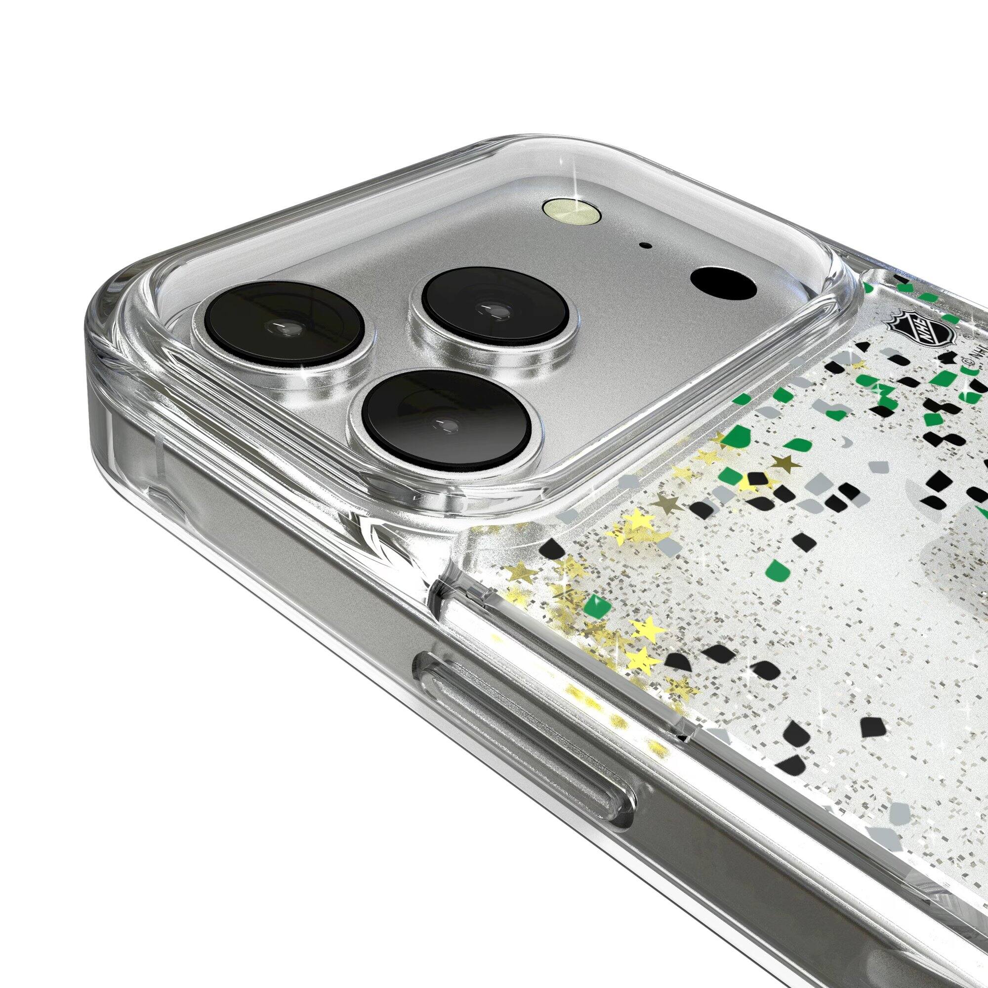 Alt View 2. Keyscaper - Dallas Stars iPhone Confetti Glitter Case - 15 Pro Max - Multicolor.