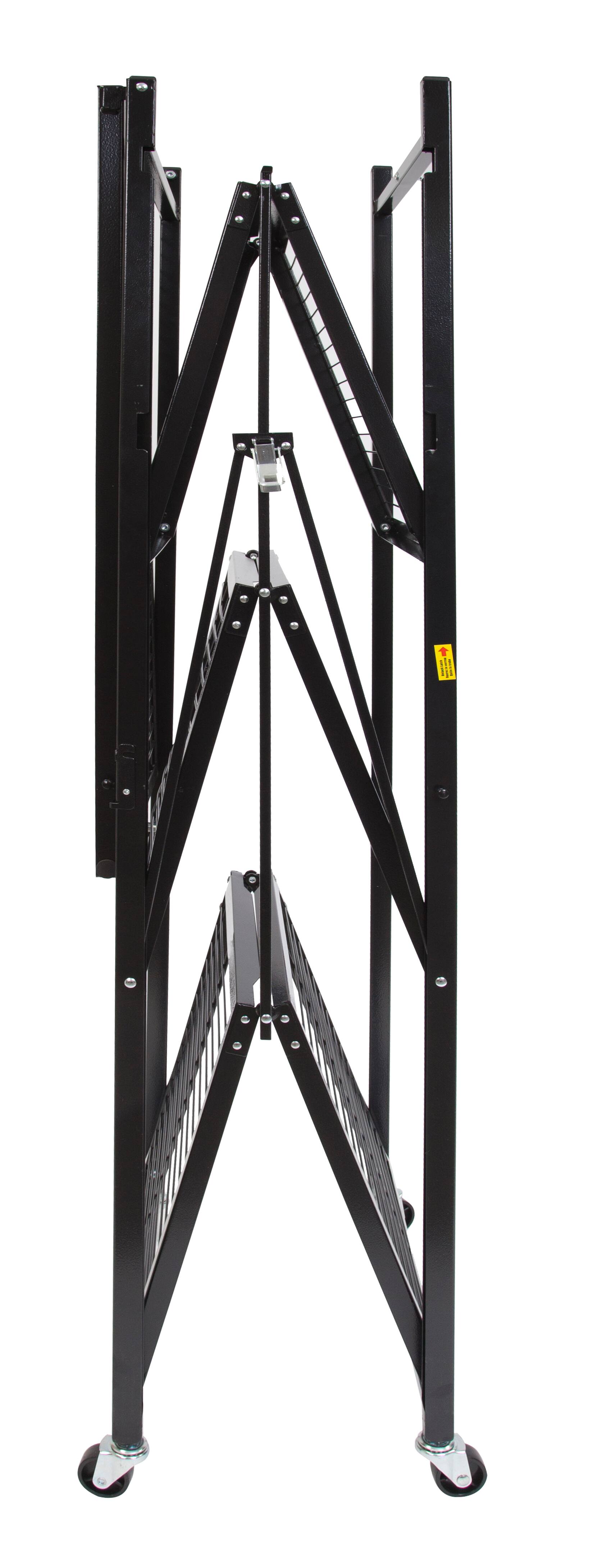 Alt View 4. Origami - Origami R5-06W Black 4-Wheeled and 4-Shelf Folding Steel Wire Shelving Storage.