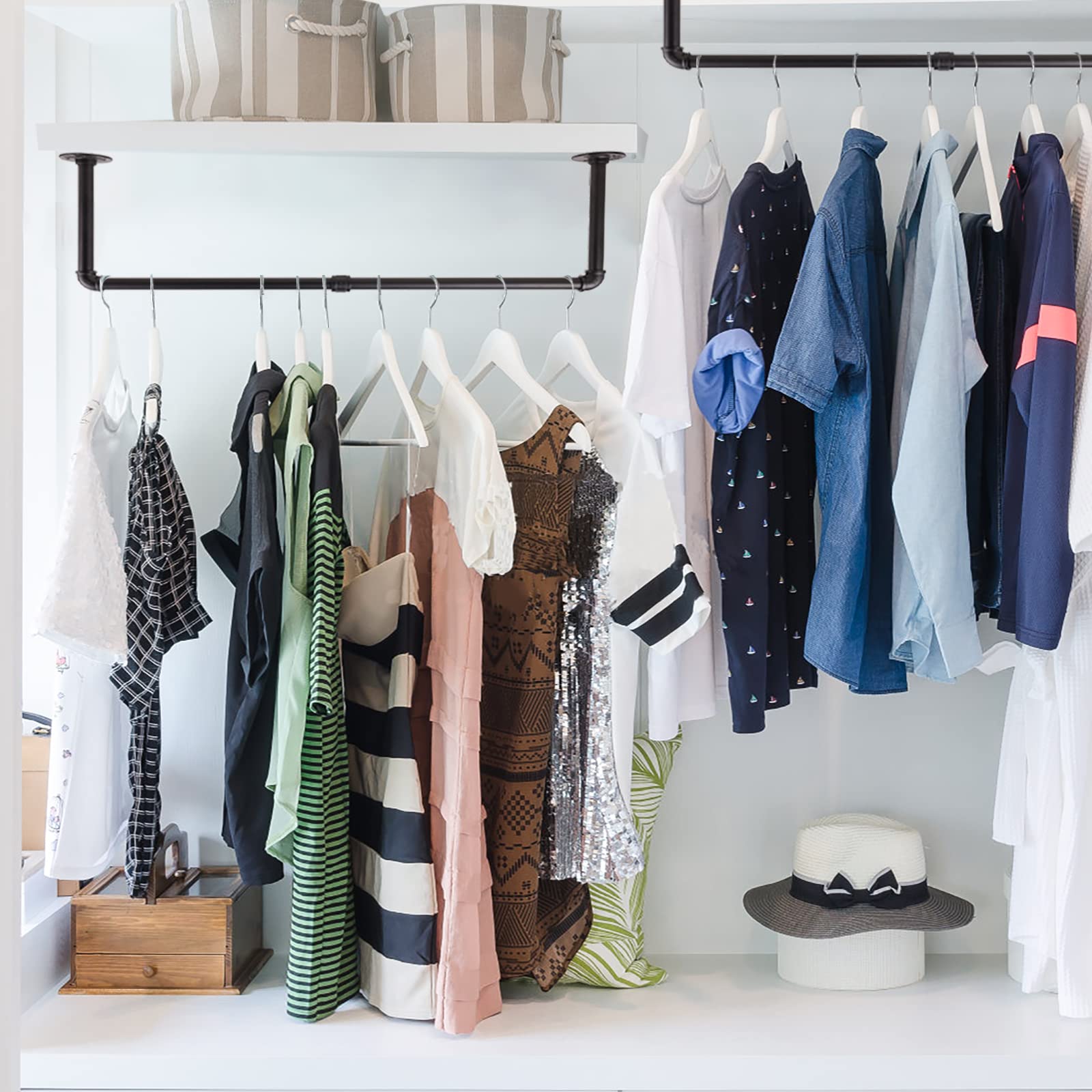 Alt View 1. Hirose Alice - 48” Wall Mounted Clothes Rack  Industrial Pipe Iron Garment Bar  Heavy Duty Clothing Rod  Multi Purpose Metal - 48'' 1 Pcs.