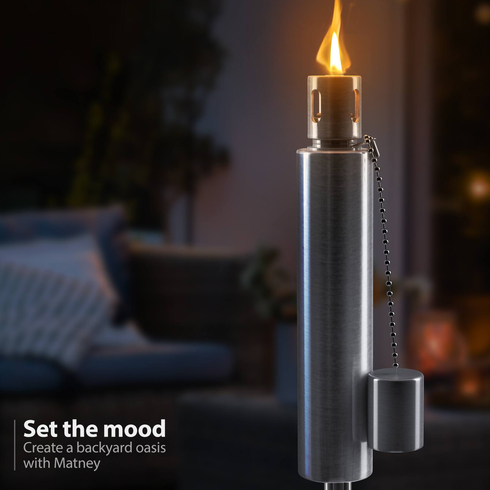 Set the mood  
Create a backyard oasis with Matney