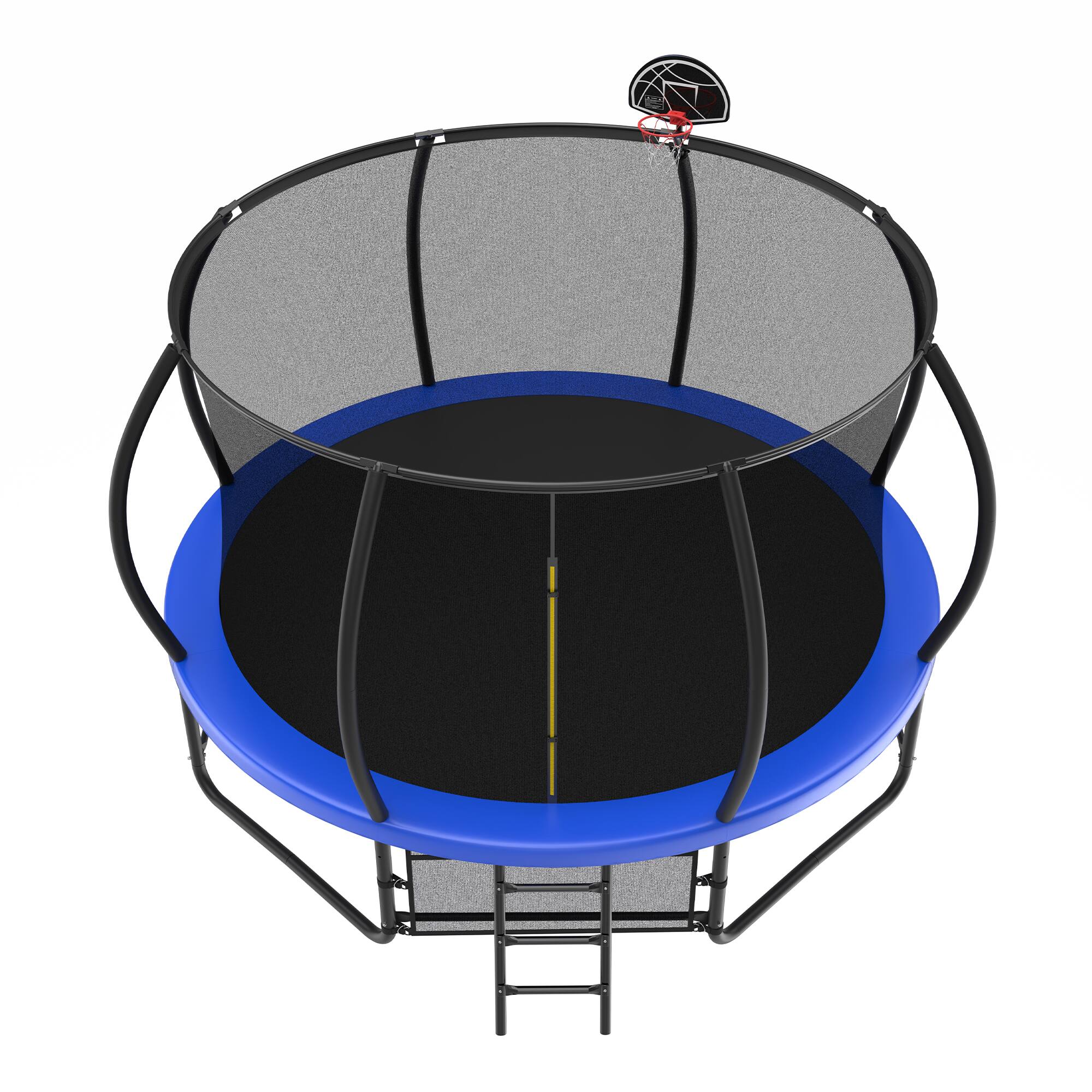 Back. Anysun - 14FT Outdoor Trampoline with Enclosure - Includes Ladder, Anti-Rust Coating, ASTM Approved for Backyard - Blue.