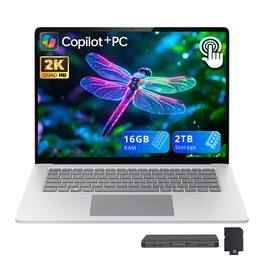 Microsoft - Surface 15" 2K Touch Laptop,Snapdragon X Elite,16GB RAM,1TB SSD+1TB Dock Set,Backlit KB,Win 11 - Platinum