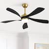 Front. Sofucor - 52'' Propeller Ceiling Fans with Integrated LED Light and Remote 6-Speed Quiet Reversible for Living Room Bedroom Patio - Gold Black.