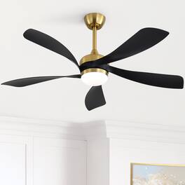 Sofucor - 52'' Propeller Ceiling Fans with Integrated LED Light and Remote 6-Speed Quiet Reversible for Living Room Bedroom Patio - Gold Black