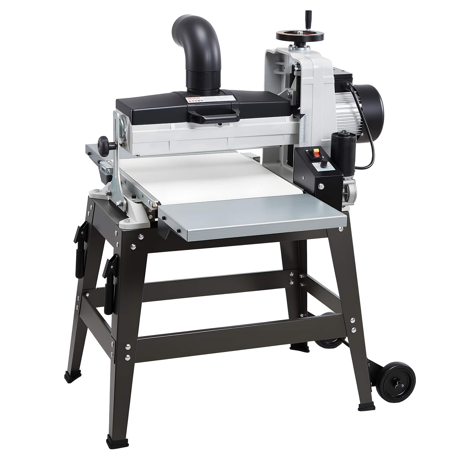 VEVOR - 16" Drum Sander with Stand & Extension Tables, 1.5HP 1720RPM Dual Motor Drum Sander for Woodworking - White;Black;Grey