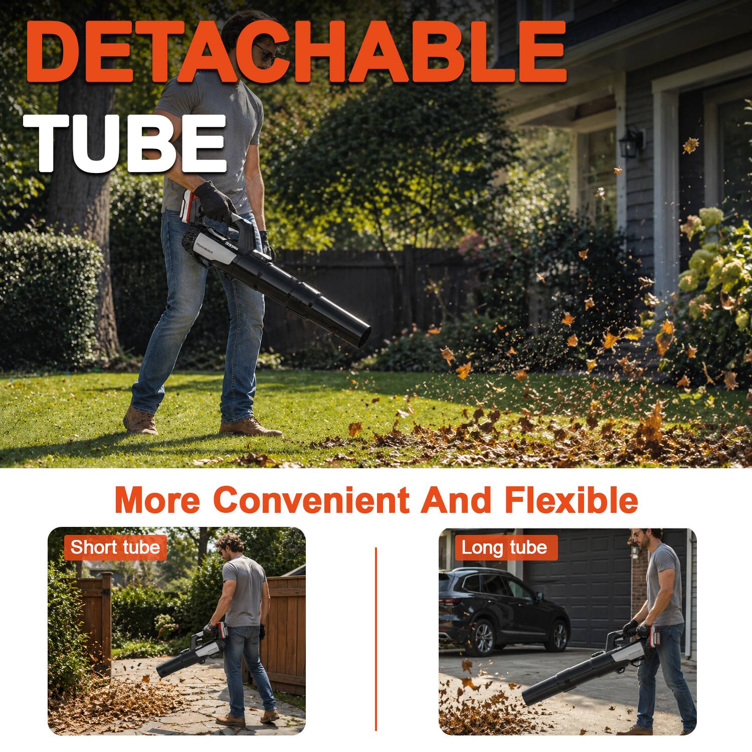 DETACHABLE TUBE  
More Convenient And Flexible  
Short tube  
Long tube