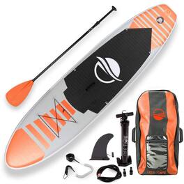 SereneLife - SLSUPB135 Inflatable Stand Up Paddle Board, 10’6” Wide Stable Design, Premium Accessories, Ankle Leash - Orange