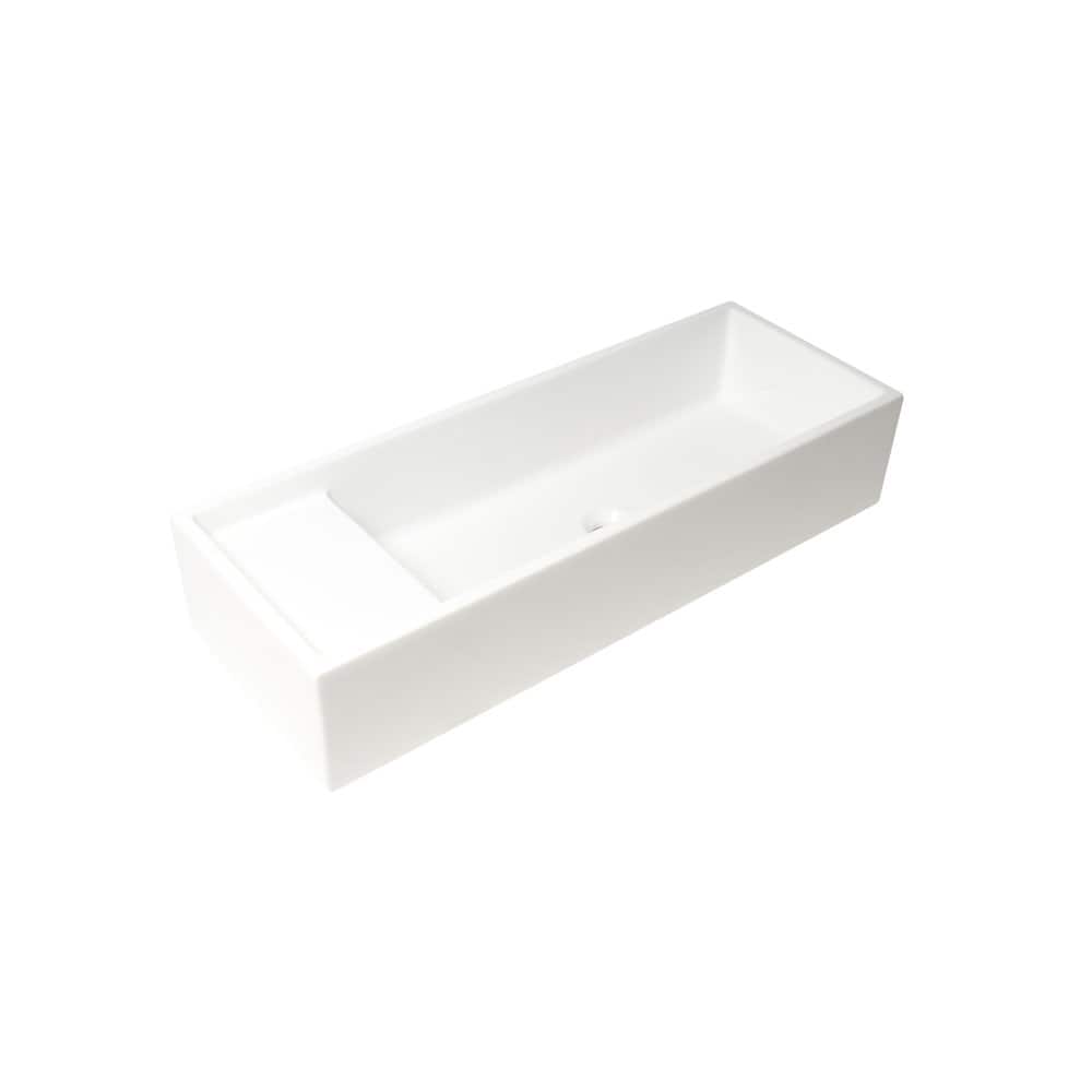 Photos - Bathroom Sink Alfi  39" Above Mount Fireclay Bathroom Trough Sink - White AB39TR 