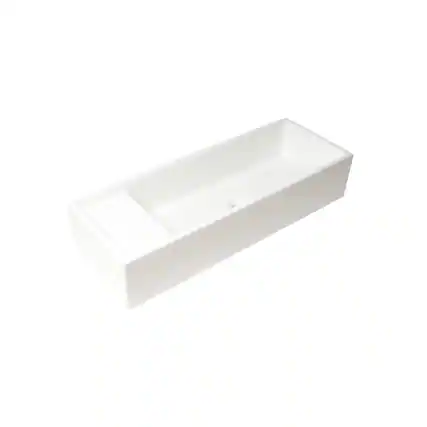 Front. Alfi - 39" White Above Mount Fireclay Bathroom Trough Sink - White.