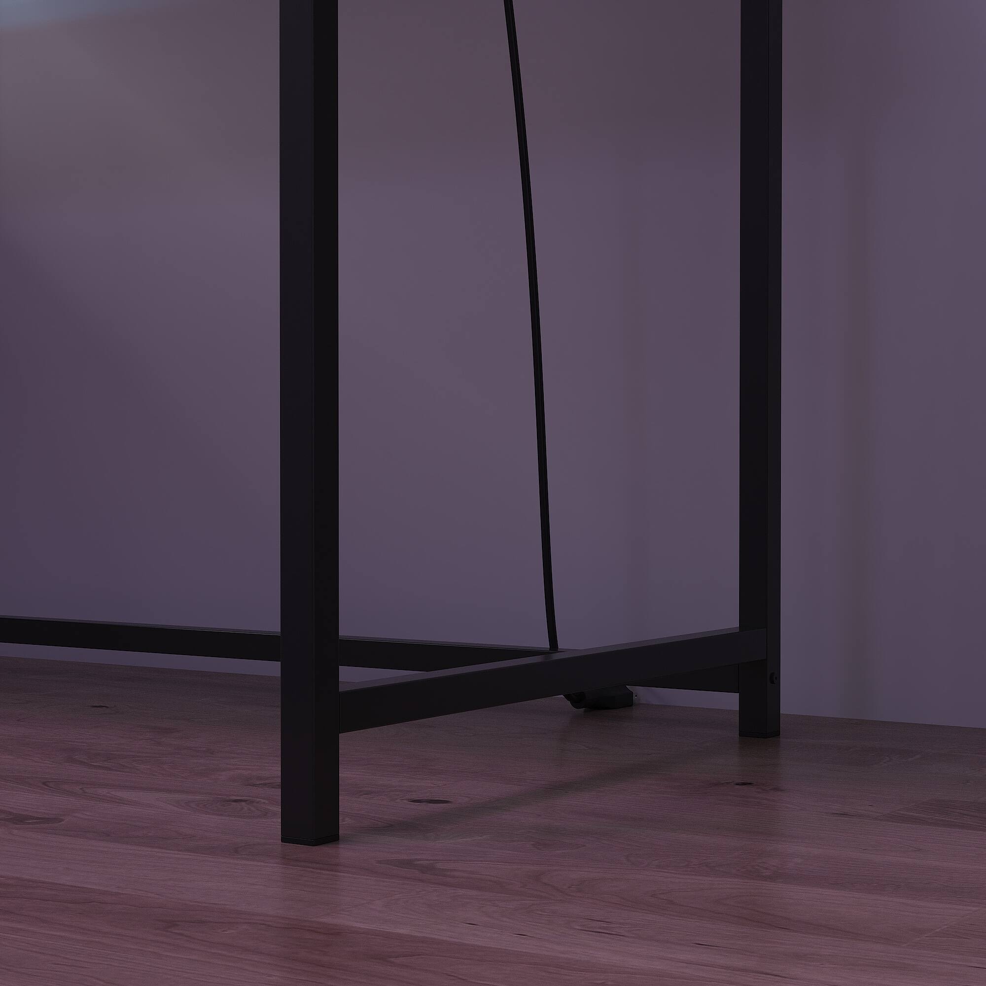 Alt View 4. Famapy - Gaming Desk with RGB Lights, Built-in Power Outlets, Cable Management & Storage for Immersive Setup - White & Black.