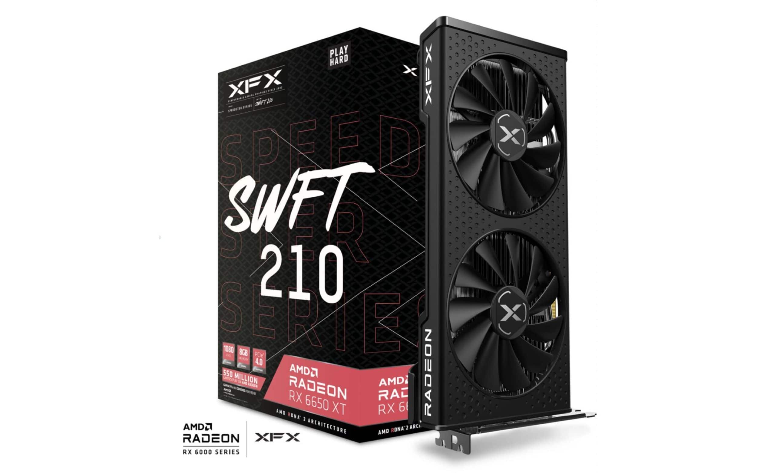 Alt View 14. XFX - SPEEDSTER SWFT210 AMD Radeon RX 6650XT Core 8GB GDDR6 PCI Express 4.0 Gaming Graphics Card - Black.