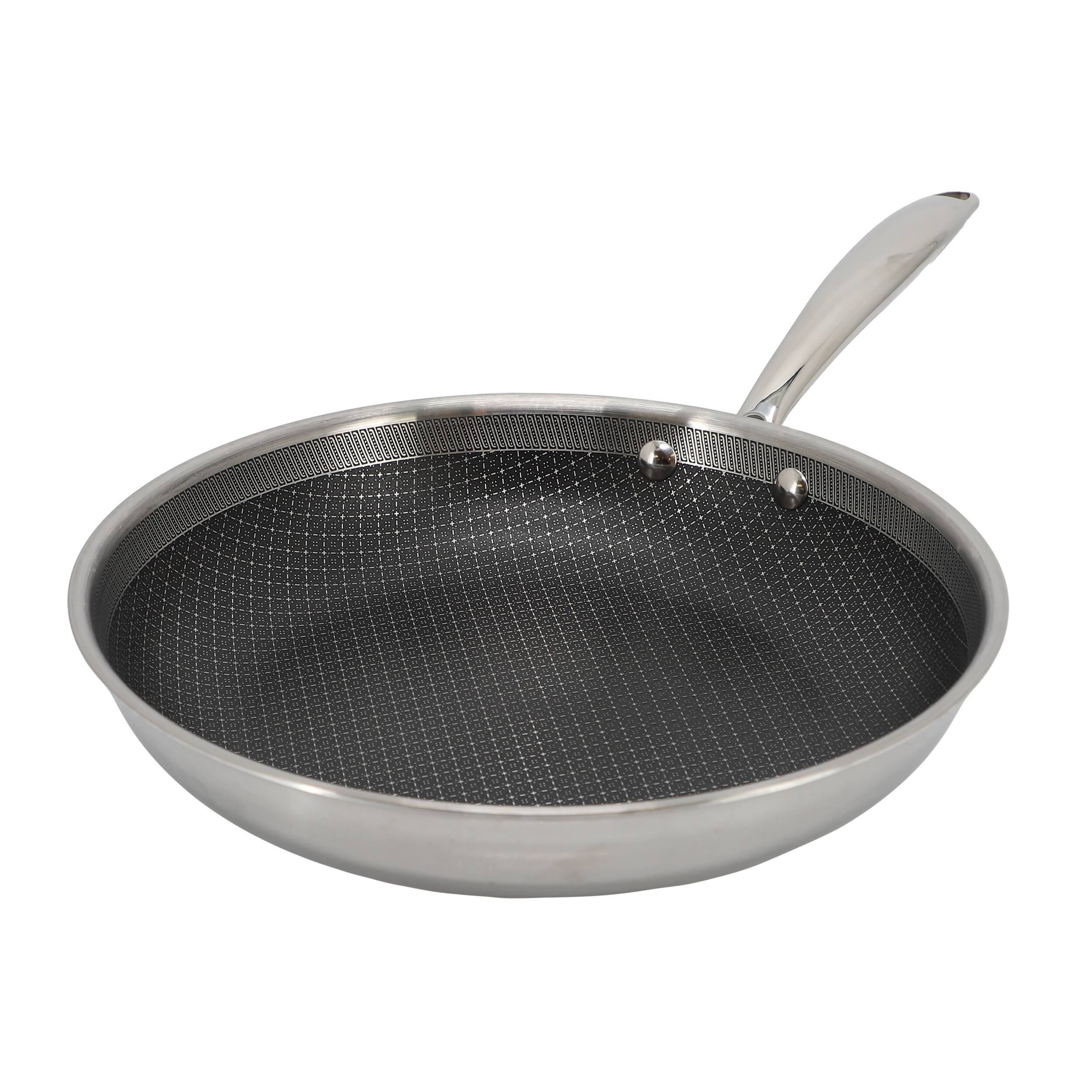 Front. Better Chef - Better Chef 12 Inch 3-Ply Stainless Steel Nonstick Fry Pan with Rolled Edge in Silver - Silver.