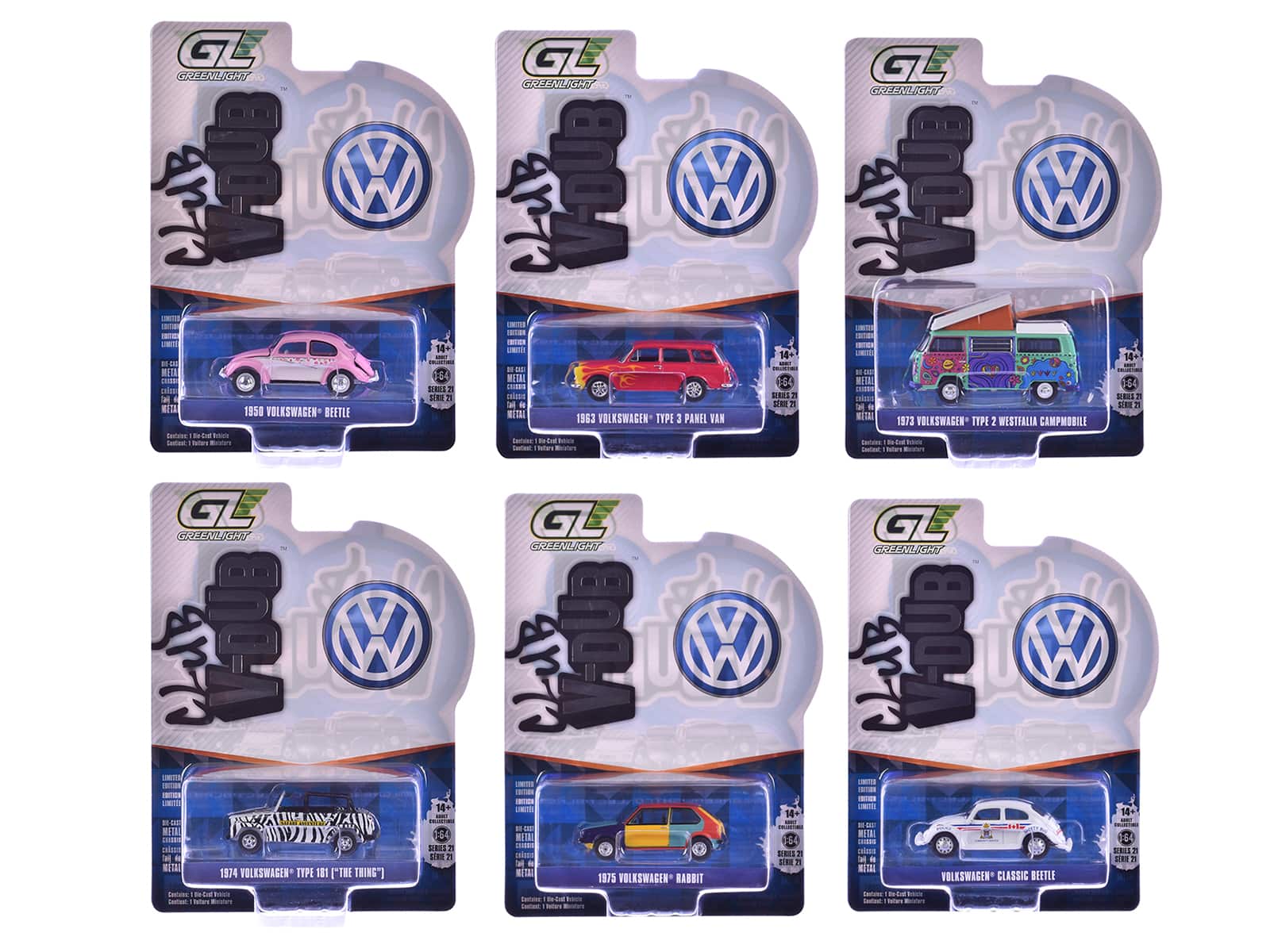 """Club Vee-Dub"" Series 21 Set of 6 pieces 1/64 Diecast Model Cars by Greenlight" price history on PriceWatchPro
