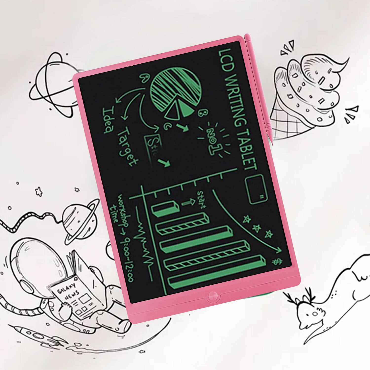 GALAXY NEWS  
V  
Idea Target  
Stre  
time doyossion  
00:SI-oo:p  
LCD WRITING TABLET  
Start AID