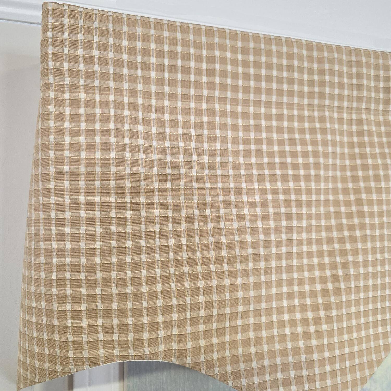 Alt View 1. RLF Home - RLF Home Texture Check Regal Window Valance 100% Cotton Lined Rod Pocket 50" x 17" Cream - Cream.