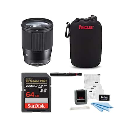 Sigma 16mm f/1.4 DC DN Contemporary Lens for Canon EF M with 64GB Sigma 16mm f/1.4 DC DN Contemporary Lens for Canon EF M with 64GB