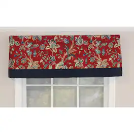 RLF Home - Gianna Banded Valance 3" Rod Pocket, Contrast bottom banding. 50" x 16" - Red