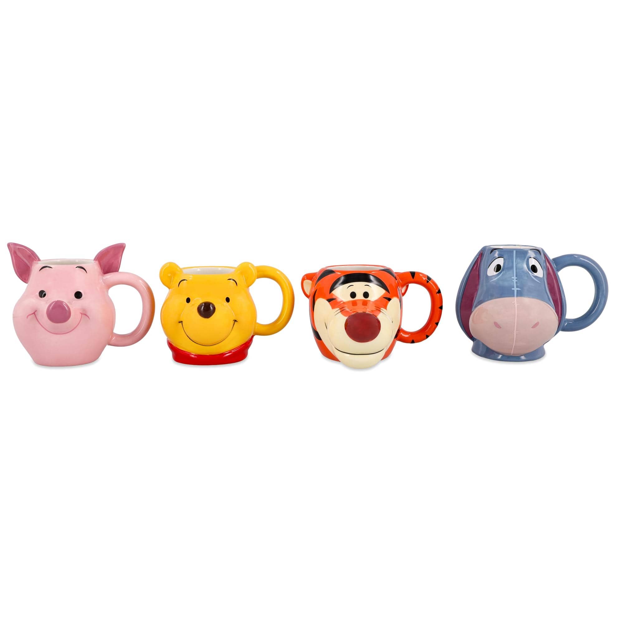 Disney - Winnie The Pooh Characters 4-Piece Sculpted Mug Set | Each Holds 4 Ounces - Multi-Colored