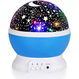 ACJPR - Night Light Star Projector for Kids, 360° Rotating Nebula with 4 LED Bulbs, 12 Colors, USB Powered, Gift Idea