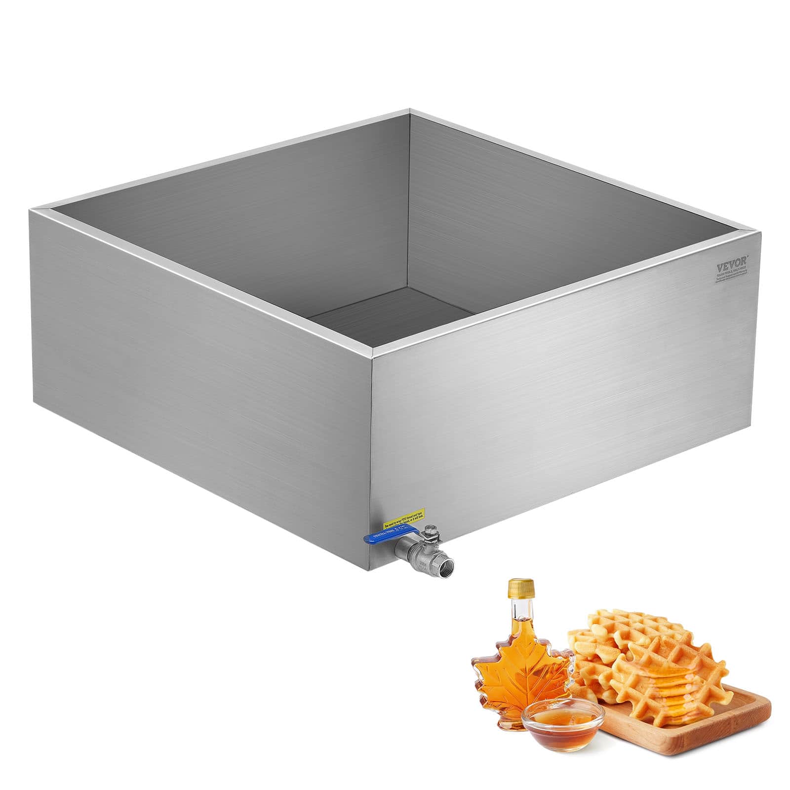 VEVOR - Maple Syrup Evaporator Pan, 24.9 Gallon, 362 Cups of 8.8oz Maple Syrup, Flat Evaporator Pan,1Valve and 3 Heating Methods - Silver
