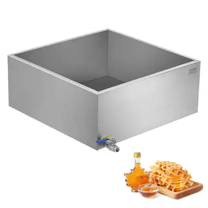 Front. VEVOR - Maple Syrup Evaporator Pan, 24.9 Gallon, 362 Cups of 8.8oz Maple Syrup, Flat Evaporator Pan,1Valve and 3 Heating Methods - Silver.
