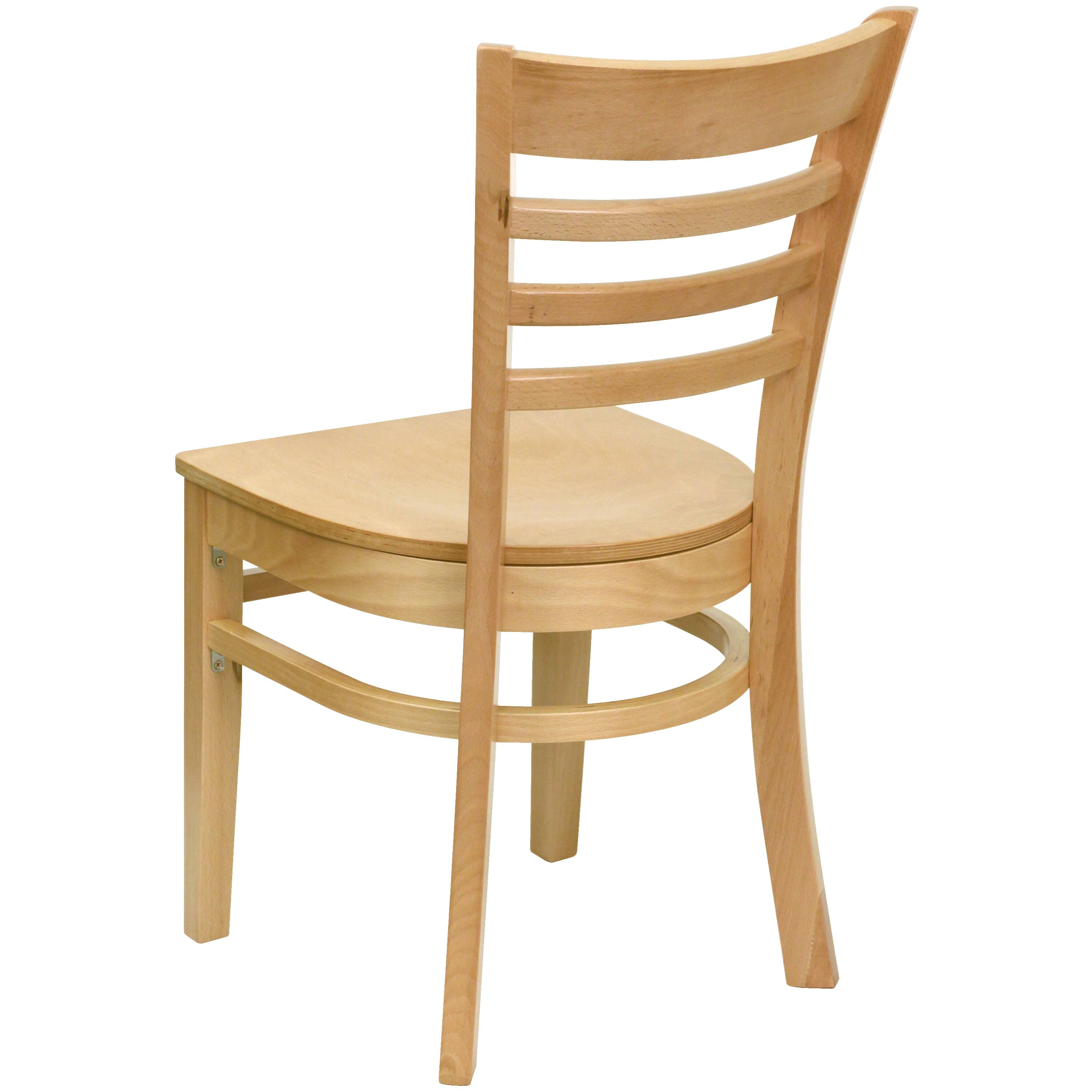 Alt View 5. Emma + Oliver - Ladder Back Wooden Restaurant Dining Chair - Natural Wood Seat/Natural Wood Frame.