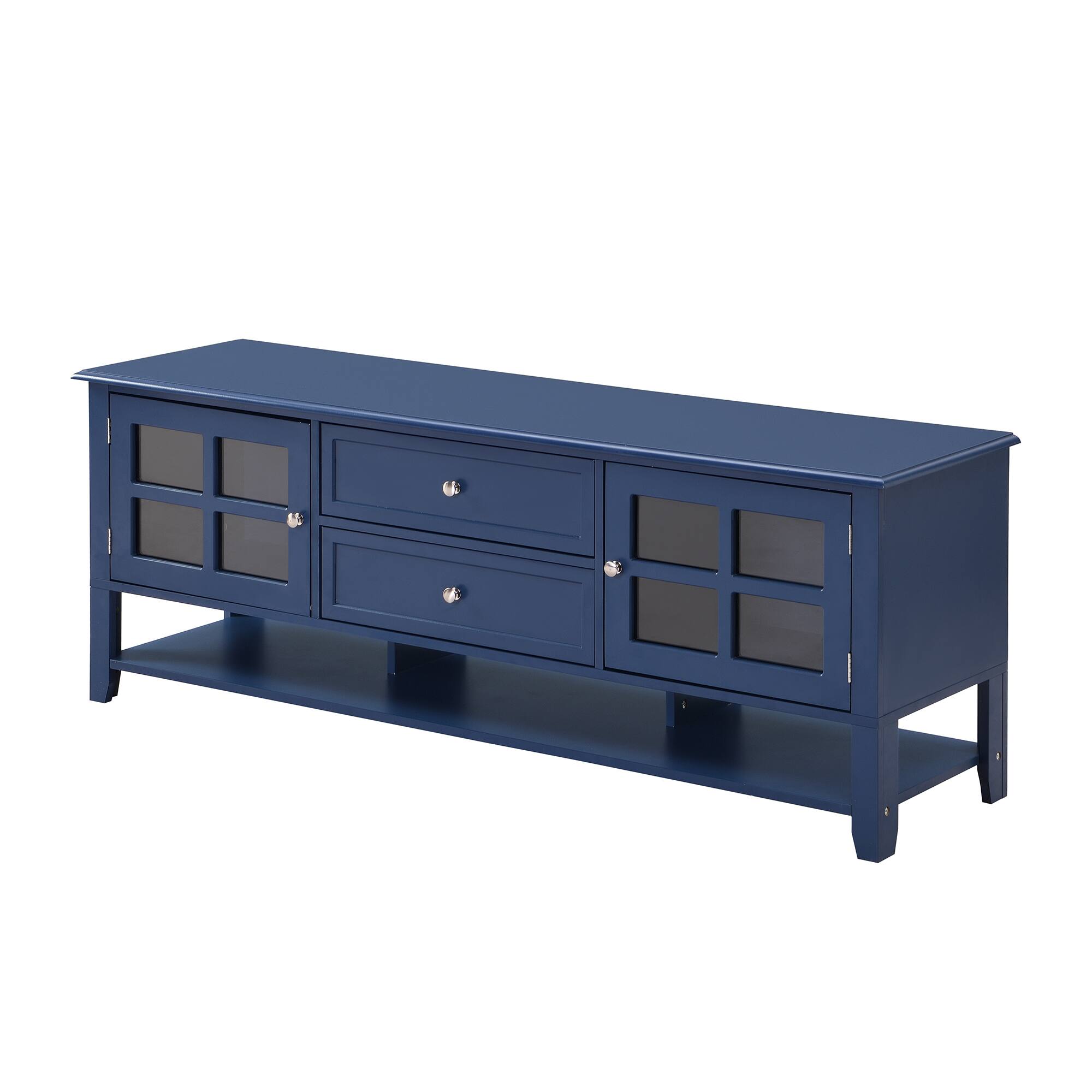 Alt View 3. Z-Edge - TV Stand for TVs up to 60'', Entertainment Center with 2 Cabinet & 2 Drawers, TV Console with Open Shelf for Living Room - Blue.