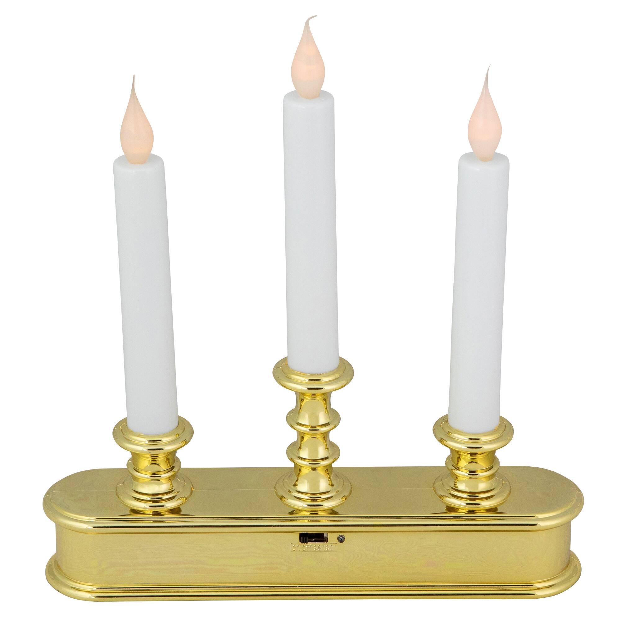 Alt View 2. Northlight - LED 3-Light Candolier Window Candle - 10" - White and Gold - White.