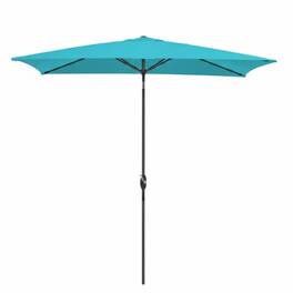 Mondawe - 6.5 x 10 ft Rectangular Patio Umbrella with Crank, Tilt, Polyester UV-Resistant Canopy - Turquoise