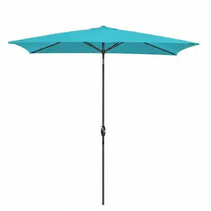 Front. Mondawe - 6.5 x 10 ft Rectangular Patio Umbrella with Crank, Tilt, Polyester UV-Resistant Canopy - Turquoise.