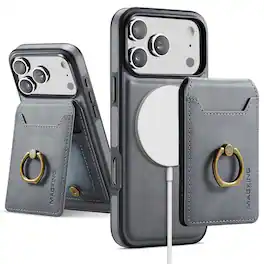Dteck - for Apple iPhone 17 Pro 2-in-1 Magnetic Detachable Wallet Case with RFID Blocking,PU Leather Shockproof Folio Cover - Gray